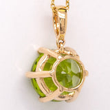 Vanya 14k Solid Gold Peridot Pendant with Natural Diamonds Accents | Round 10mm