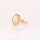 Ingrid Ethiopian Opal Ring with Natural Diamonds Accents: Solid 14K Gold, 11x9mm