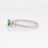 Dovie Solid 14k White Gold Tsavorite Garnet Ring with Natural Diamonds Accents | Round 4.5mm