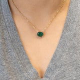 4.9ct Natural Emerald and Diamond Pendant Necklace in Solid 14K Gold with Attached Chain – Elegant Green Gemstone Jewelry for Women