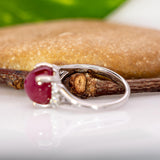 Cira Solid 14k Gold Star Ruby Ring with Natural Diamond Accents, Oval 10x8mm