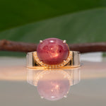 14K yellow gold star ruby ring with diamond accents