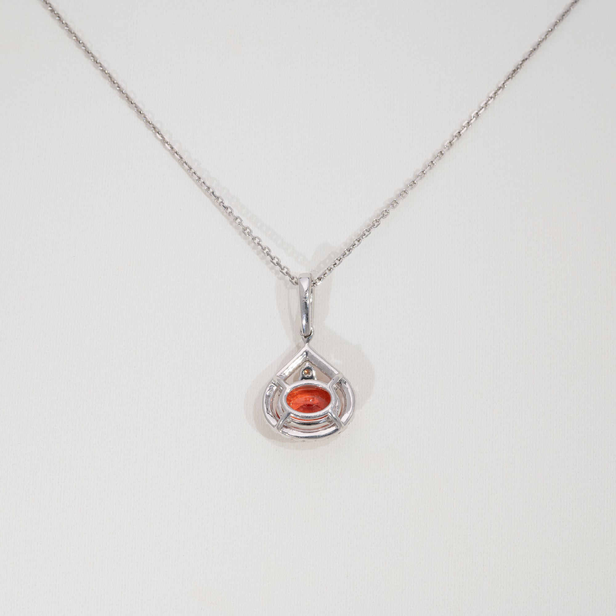 14K white gold padparadscha sapphire pendant
