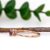 Mahim 14k Solid Rose Gold Purple Sapphire and Natural Diamond Ring | 6x4mm , OV