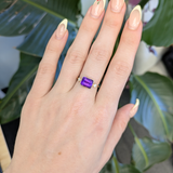 2.1Ct Zambian Amethyst Ring with Natural Diamonds Accents: Solid 14K Gold, 9x7mm