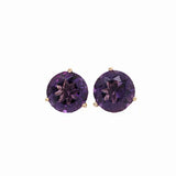Amethyst Round Martini Studs | 3 Prong Solitaire Studs