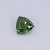 3.01 carat GIA certified Green Dragon demantoid garnet, trillion cut, 8.66x8.43mm loose gemstone