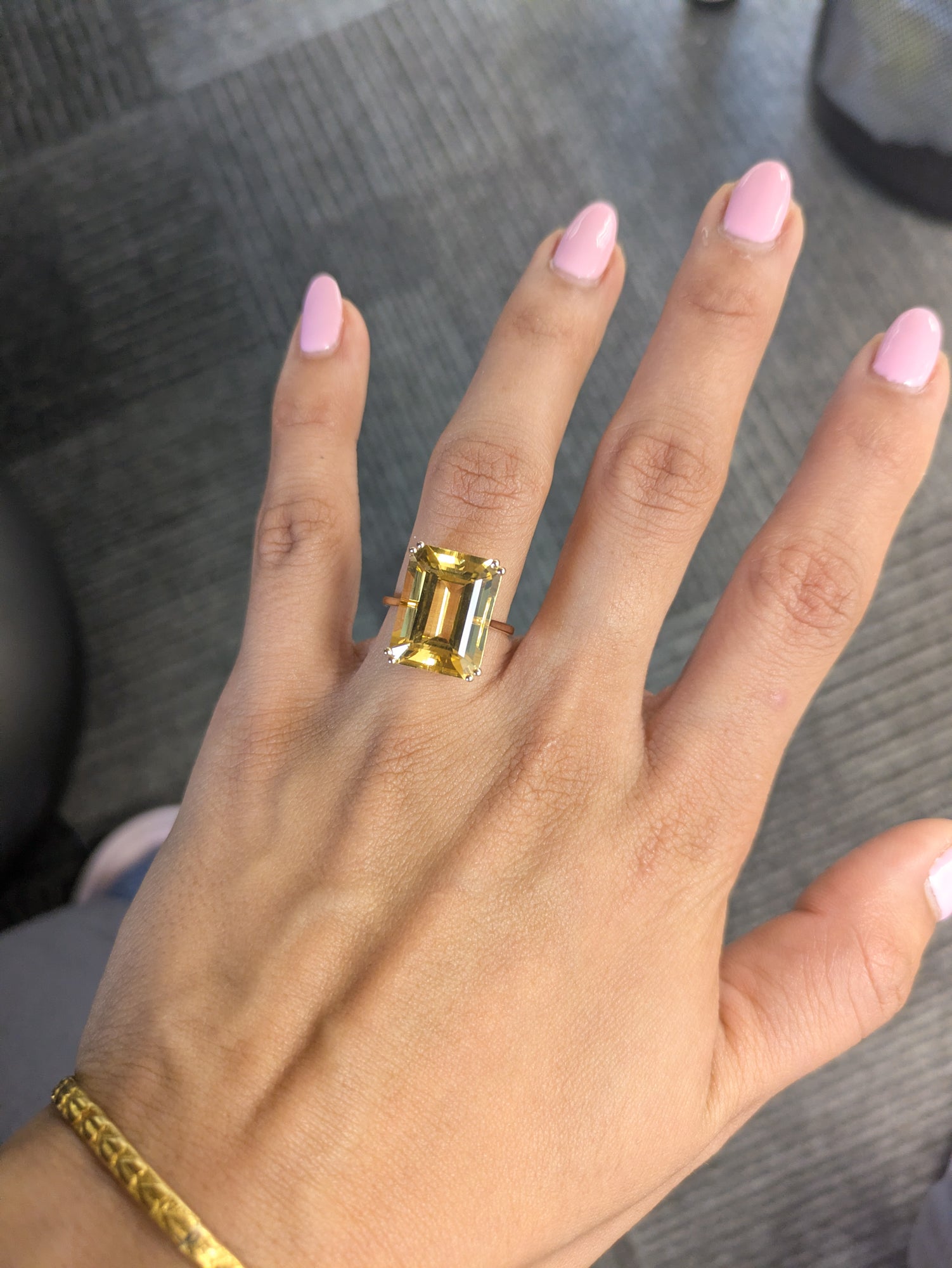 14K yellow gold citrine ring