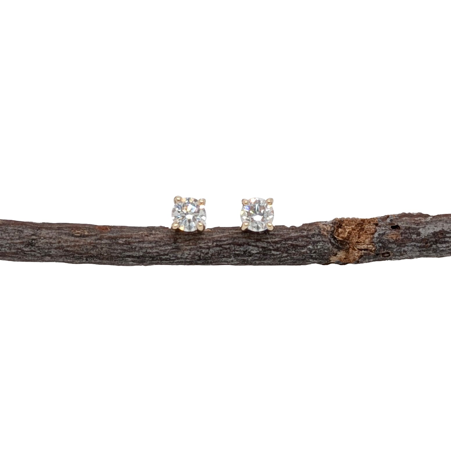Round 3mm 7.5mm 14K Gold Lab Diamond Solitaire Stud Earrings