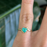 Daniela | Colombian Emerald Heart Estate Ring in Solid 10K Yellow Gold – Heart, 6×5.5mm – Romantic Green