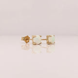 Four Prong Round Opal Stud Earrings | Solitaire Studs