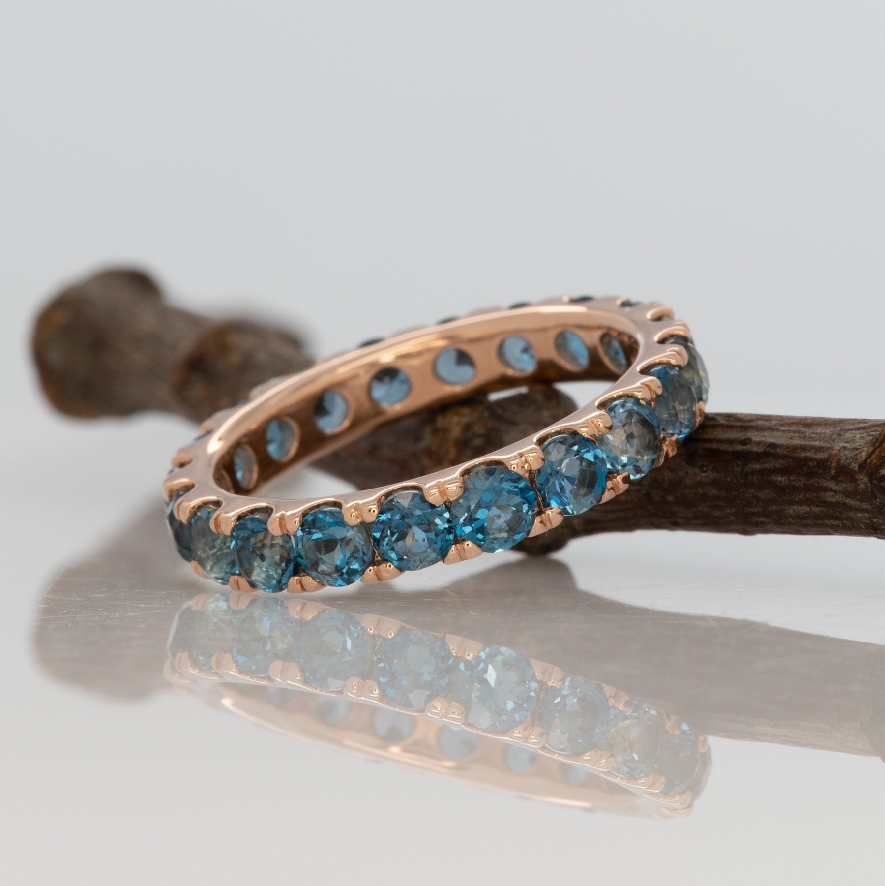 14K rose gold London blue topaz cluster ring