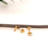 Cross Earth Mined Diamond Earrings in Solid 14K Yellow Gold