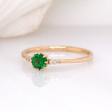 Eira 14K Yellow Gold Tsavorite Garnet and Diamond Ring | RD 4mm