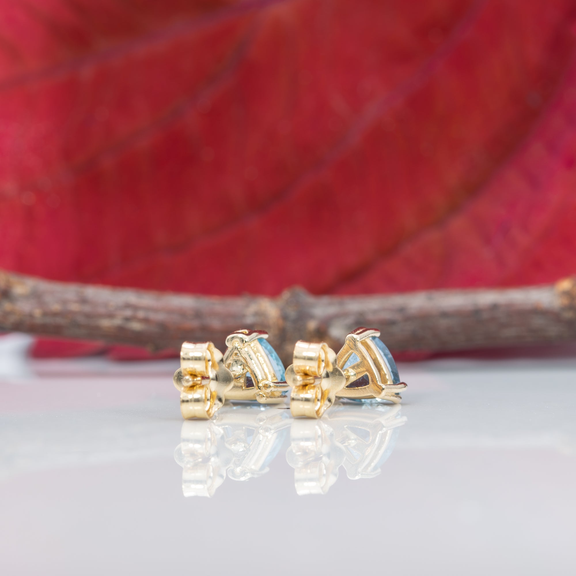 14K yellow gold aquamarine earrings