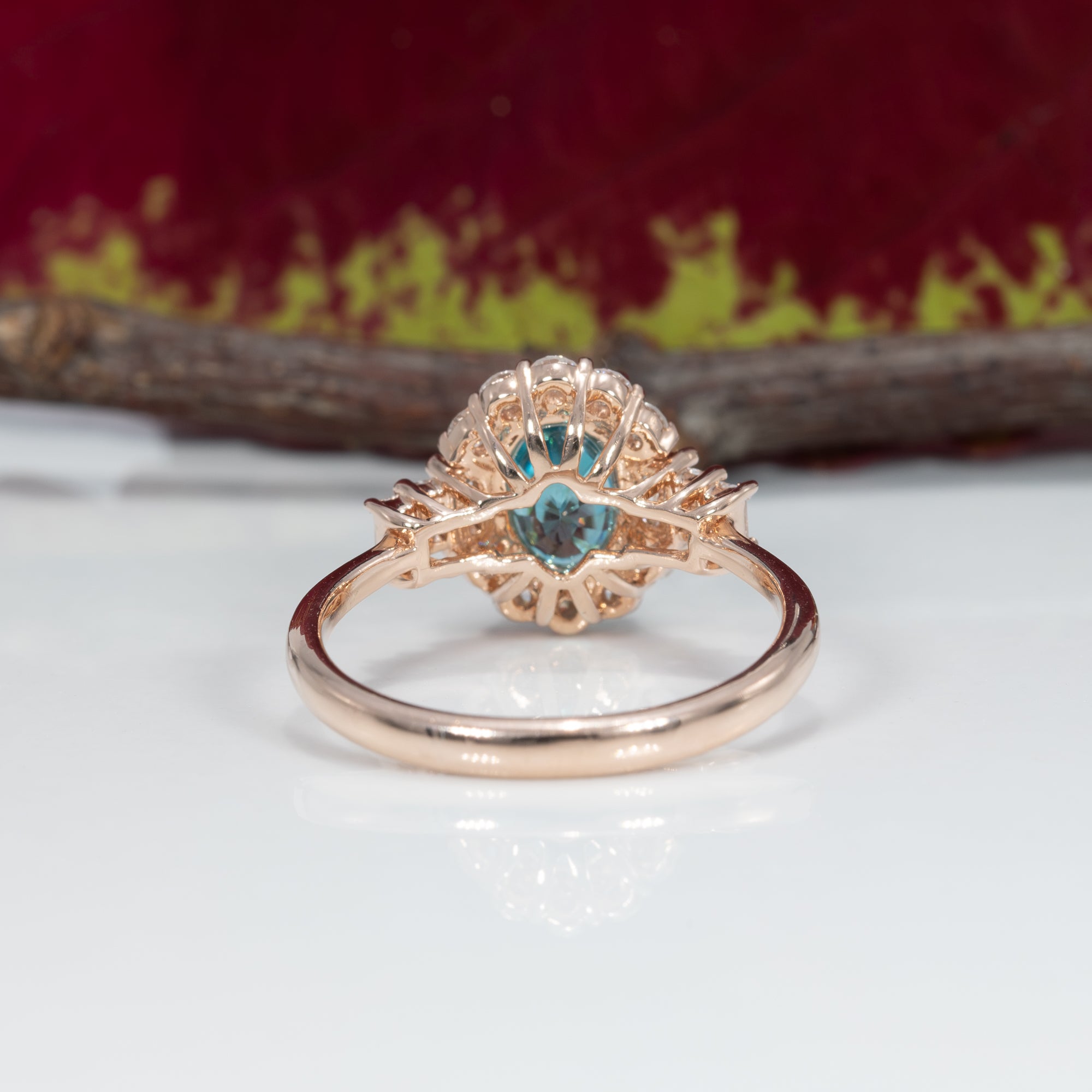 14K rose gold cambodian blue zircon ring