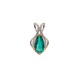 2ct Colombian Emerald Pendant w Natural Diamond Accents in Solid 14K White Gold | PE 13x7mm