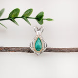 2ct Colombian Emerald Pendant w Natural Diamond Accents in Solid 14K White Gold | PE 13x7mm