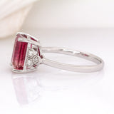 Sirena 14K White Gold Bi-Color Tourmaline and Natural Diamonds Ring | EM 9x7mm