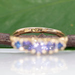 18K yellow gold estate ring with blue and purple sapphires