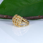 14K yellow gold basket-weave estate ring