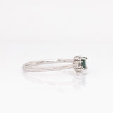 Zinnia Solid 14k White Gold Demantoid Ring with Natural Diamond Accents | Oval 5x4mm