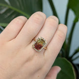 Josie 14K Yellow Gold Bi-Color Tourmaline and Diamond Halo Ring | Emerald Cut 12x8mm