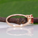 14K yellow gold padparadscha sapphire ring with diamonds