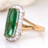 Anusha 14K Yellow and White Gold AAA Indicolite Tourmaline and Diamond Ring | CU 15.5x6mm