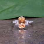 14K white & rose gold imperial topaz ring with diamond accents