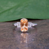 14K white & rose gold imperial topaz ring with diamond accents