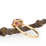 Olwen | 1.68ct Bicolor Tourmaline & Diamond Ring in 14K Yellow Gold – Emerald Cut 8×6mm – Bi-Color/Multi-Color Bicolor Tourmaline