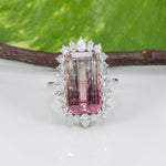 14K white & rose gold bi-color tourmaline ring with diamond accents