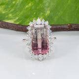 14K white & rose gold bi-color tourmaline ring with diamond accents