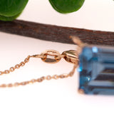 Sayuri 14k Solid Gold Solitaire London Blue Topaz Pendant, Emerald cut 12x10mm