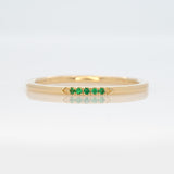 Elegant Tsavorite Gemstone Band Ring in Solid 14K Yellow Gold | Delicate Minimalist Wedding & Promise Ring