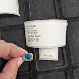 Solitaire Swiss Blue Topaz Drop Earrings in 14k Solid Gold | Emerald Cut | Customizable