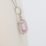 4.5ct Kunzite Pendant with Earth-Mined Diamond Accents in Solid 14K Gold | 10x8mm Elegant Fine Jewelry Gemstone Necklace for Women