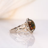 Naomi 14K White Gold Black Opal and Diamond Ring | Oval 12x10mm