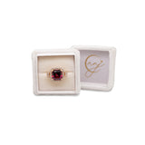 Daneilla Solid 14k Gold Raspberry Garnet Ring with Lab Diamond Accents: Solid 14k Gold, 11mm