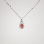 14K white gold padparadscha sapphire pendant