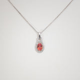 14K white gold padparadscha sapphire pendant