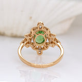 Supriya 14K Yellow Gold Tsavorite Garnet and Natural Diamonds Ring | Oval 9x7mm
