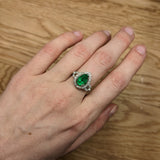 gia certified 2.08cts colombian emerald ring w earth mined diamonds in solid 14k gold | pear 10x8mm