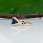 14K yellow gold boulder opal ring with diamond accents