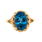 Sylvie 14k Solid Gold Statement London Blue Topaz Ring | Oval 13x9mm