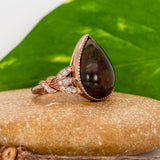 Briar Solid 14K Gold Ethiopian Black Opal Ring with Natural Diamonds Accents