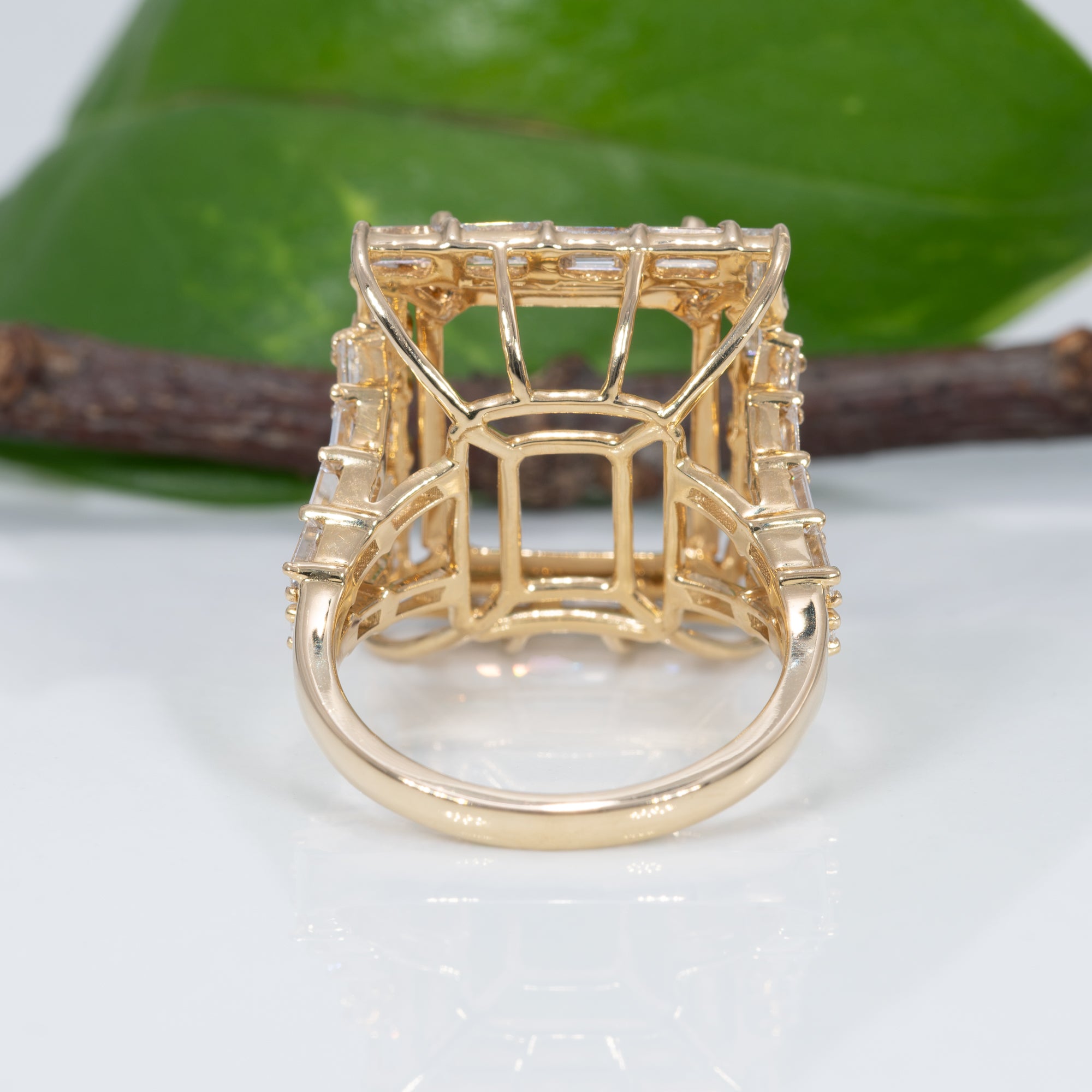14K yellow gold diamond semi-mount ring