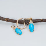 14K yellow gold sleeping beauty turquoise earrings