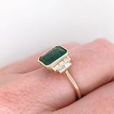 3ct Emerald Ring w Earth Mined Diamonds in Solid 14K Yellow Gold | EM 10x8mm